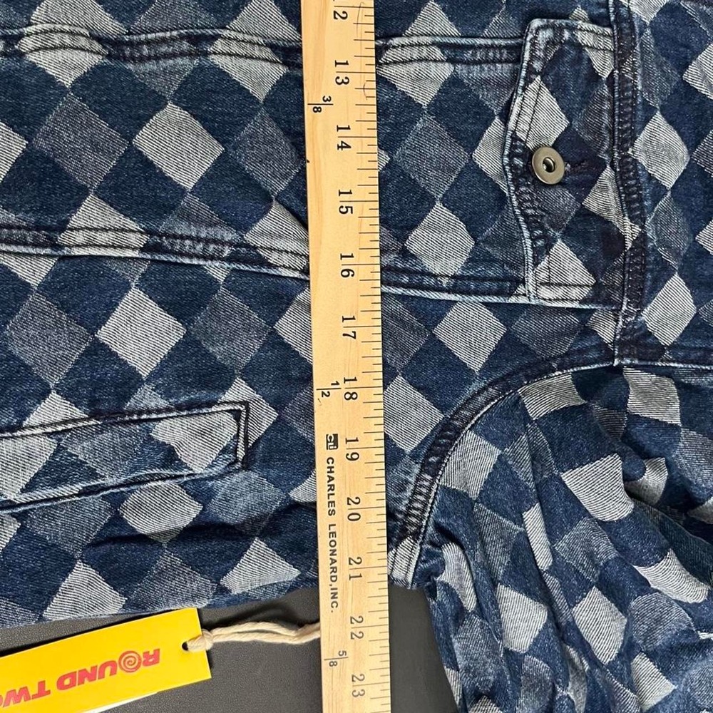 Round Two Diamond Checkerboard Denim Trucker Jacket - Picture 6 of 8